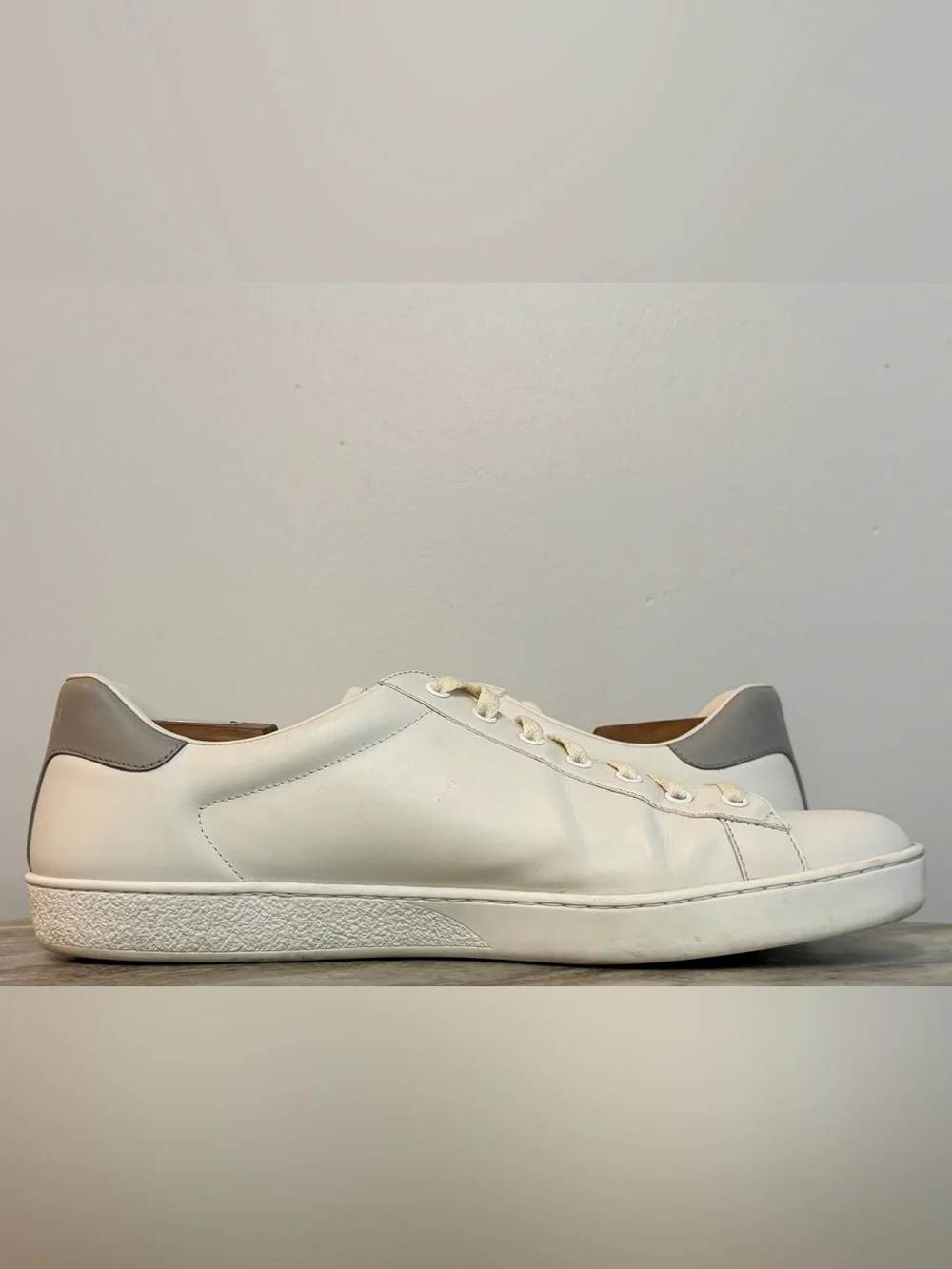 Gucci Cream/White/Grey Leather Perforated GG Ace Sneakers12 UK| 12.5 US| 46 EU - Picture 4 of 9